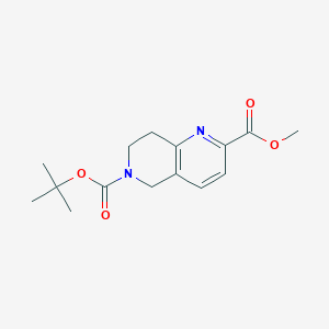 Chemical structure of 6-Tert-Butyl 2-Methyl 7,8-Dihydro-1,6-Naphthyridine-2,6(5H)-Dicarboxylate