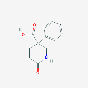 Chemical structure of 6-oxo-3-phenylpiperidine-3-carboxylic acid