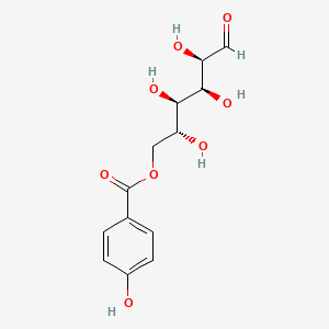 Chemical structure of 6-O-(p-Hydroxybenzoyl)glucose