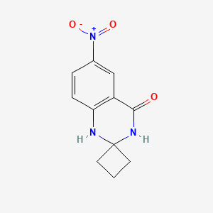 Chemical structure of 6-Nitrospiro[1,2,3,4-tetrahydroquinazoline-2,1’-cyclobutane]-4-one