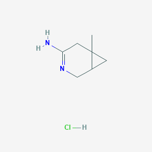 Chemical structure of 6-methyl-3-azabicyclo[4.1.0]hept-3-en-4-amine hydrochloride
