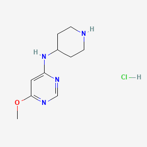 Chemical structure of 6-Methoxy-N-(piperidin-4-yl)pyrimidin-4-amine hydrochloride