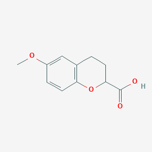 Chemical structure of 6-Methoxychroman-2-carboxylic acid