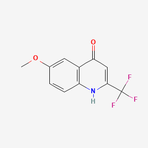 Chemical structure of 6-Methoxy-2-(trifluoromethyl)quinolin-4-ol