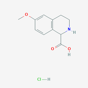 Chemical structure of 6-Methoxy-1,2,3,4-tetrahydro-isoquinoline-1-carboxylic acid hydrochloride