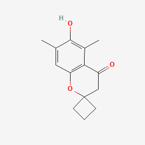 Chemical structure of 6-Hydroxy-5,7-dimethylspiro[chromene-2,1'-cyclobutan]-4(3H)-one