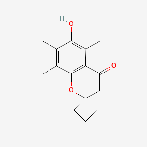 Chemical structure of 6-Hydroxy-5,7,8-trimethyl-spiro[2H-1-benzopyran-2,1'-cyclobutan]-4(3H)-one
