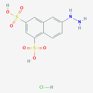 Chemical structure of 6-Hydrazinylnaphthalene-1,3-disulfonic acid hydrochloride
