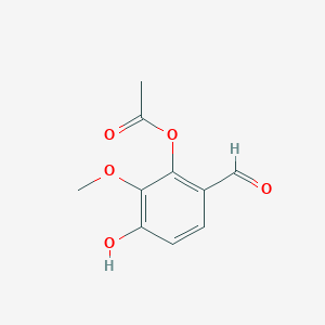 Chemical structure of 6-Formyl-3-hydroxy-2-methoxyphenyl acetate