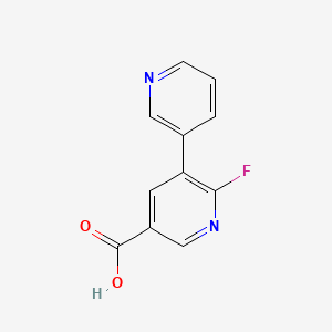 Chemical structure of 6-Fluoro-5-(pyridin-3-yl)nicotinic acid