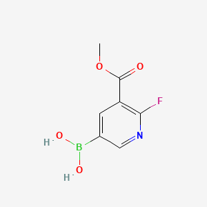 Chemical structure of 6-Fluoro-5-(methoxycarbonyl)pyridine-3-boronic acid