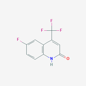 Chemical structure of 6-Fluoro-4-(trifluoromethyl)quinolin-2-OL