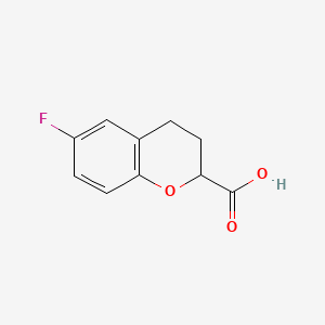 Chemical structure of 6-Fluoro-3,4-dihydro-2H-1-benzopyran-2-carboxylic acid