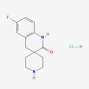 Chemical structure of 6'-Fluoro-2',4'-dihydro-1'H-spiro[piperidine-4,3'-quinoline]-2'-one hydrochlorid