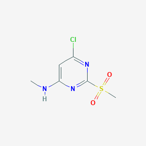 Chemical structure of 6-Chloro-N-methyl-2-(methylsulfonyl)pyrimidin-4-amine
