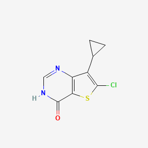 Chemical structure of 6-Chloro-7-cyclopropylthieno[3,2-d]pyrimidin-4-ol