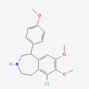 Chemical structure of 6-Chloro-7,8-dimethoxy-1-(4-methoxyphenyl)-2,3,4,5-tetrahydro-1H-benzo[d]azepine