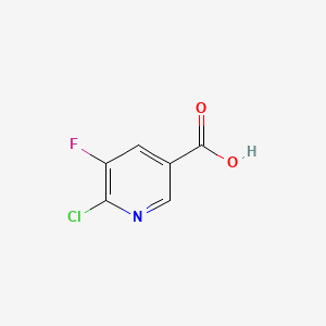 Chemical structure of 6-chloro-5-fluoropyridine-3-carboxylic acid