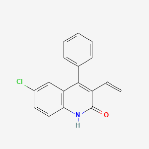 Chemical structure of 6-Chloro-4-phenyl-3-vinylquinolin-2(1H)-one