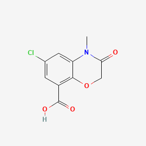 Chemical structure of 6-Chloro-4-methyl-3-oxo-3,4-dihydro-2H-benzo[b][1,4]oxazine-8-carboxylic acid