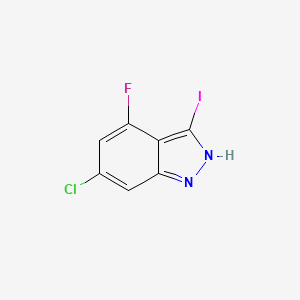 Chemical structure of 6-Chloro-4-fluoro-3-iodo-1H-indazole