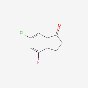 Chemical structure of 6-Chloro-4-fluoro-2,3-dihydro-1H-inden-1-one