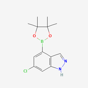 Chemical structure of 6-Chloro-4-(4,4,5,5-tetramethyl-1,3,2-dioxaborolan-2-yl)-1H-indazole
