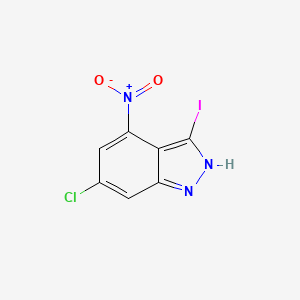 Chemical structure of 6-Chloro-3-iodo-4-nitro-1H-indazole