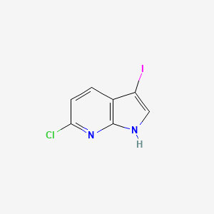Chemical structure of 6-Chloro-3-iodo-1H-pyrrolo[2,3-b]pyridine