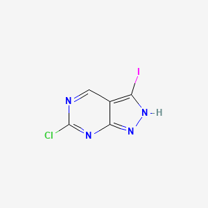 Chemical structure of 6-Chloro-3-iodo-1H-pyrazolo[3,4-d]pyrimidine