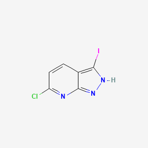 Chemical structure of 6-Chloro-3-iodo-1H-pyrazolo[3,4-b]pyridine