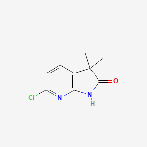 Chemical structure of 6-Chloro-3,3-dimethyl-1H-pyrrolo[2,3-b]pyridin-2(3H)-one