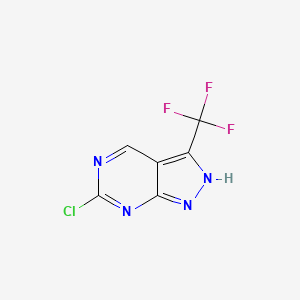 Chemical structure of 6-Chloro-3-(trifluoromethyl)-1H-pyrazolo[3,4-d]pyrimidine