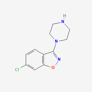 Chemical structure of 6-Chloro-3-(piperazin-1-yl)benzo[d]isoxazole