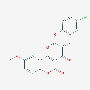 Chemical structure of 3-(6-Chloro-2-oxochromene-3-carbonyl)-6-methoxychromen-2-one