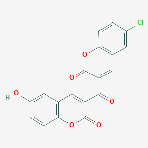 Chemical structure of 3-(6-Chloro-2-oxochromene-3-carbonyl)-6-hydroxychromen-2-one