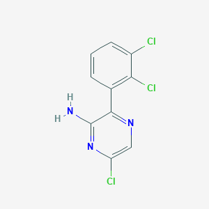Chemical structure of 6-Chloro-3-(2,3-dichlorophenyl)pyrazin-2-amine