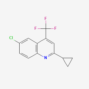 Chemical structure of 6-Chloro-2-cyclopropyl-4-(trifluoromethyl)quinoline