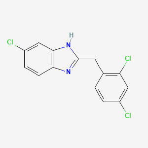 Chemical structure of 6-chloro-2-(2,4-dichlorobenzyl)-1H-benzo[d]imidazole