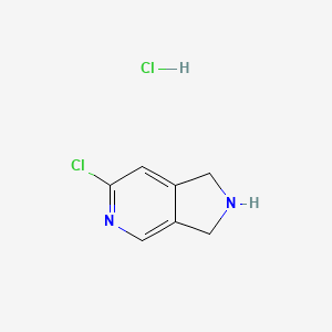 Chemical structure of 6-chloro-1H,2H,3H-pyrrolo(3,4-c)pyridine hydrochloride
