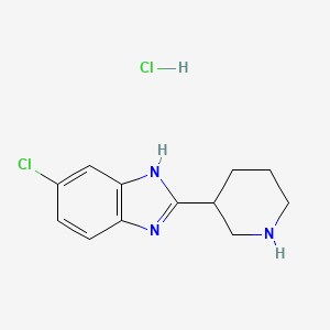 Chemical structure of 6-Chloro-2-(piperidin-3-yl)-1H-benzo[d]imidazole hydrochloride