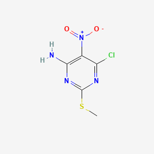 Chemical structure of 6-Chloro-2-(methylthio)-5-nitropyrimidin-4-amine