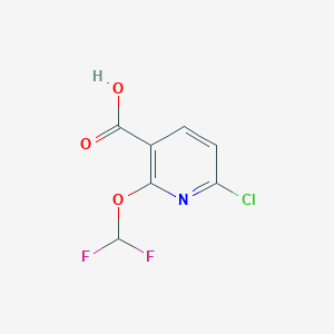 Chemical structure of 6-Chloro-2-(difluoromethoxy)nicotinic acid