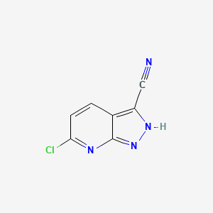 Chemical structure of 6-Chloro-1H-pyrazolo[3,4-b]pyridine-3-carbonitrile