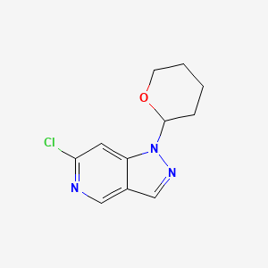 Chemical structure of 6-Chloro-1-(tetrahydro-2H-pyran-2-yl)-1H-pyrazolo[4,3-c]pyridine