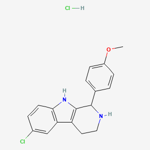 Chemical structure of 6-chloro-1-(4-methoxyphenyl)-2,3,4,9-tetrahydro-1H-pyrido[3,4-b]indole