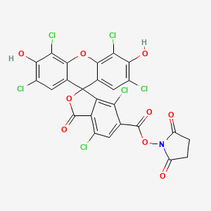 Chemical structure of 6-Carboxy-2',4,4',5',7,7'-hexachlorofluorescein, succinimidyl ester