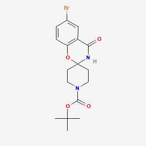 Chemical structure of 6-Bromospiro[1,3-benzoxazine-2,4'-piperidine]-4(3H)-one, N-BOC protected