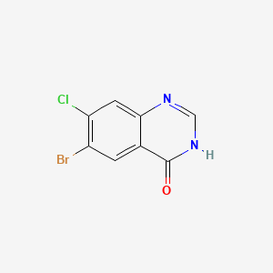 Chemical structure of 6-Bromo-7-chloroquinazolin-4-ol