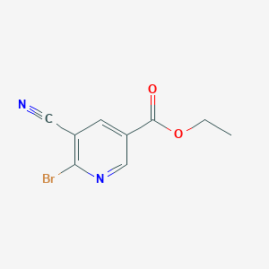 Chemical structure of 6-Bromo-5-Cyano-Nicotinic Acid Ethyl Ester